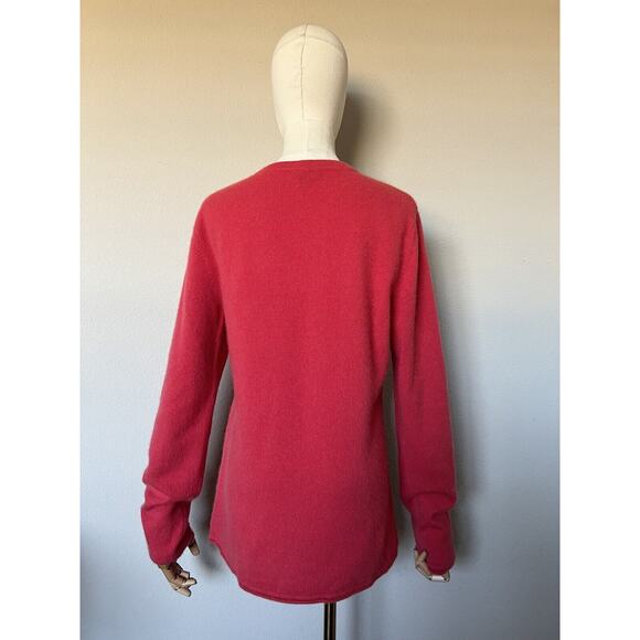 Prive Cashmere Sweater Red Knit Long Sleeve Crew Neck Pullover Sweater Sz Large - Picture 6 of 13